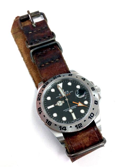 rolex explorer ii black nato strap|rolex explorer rubber strap.